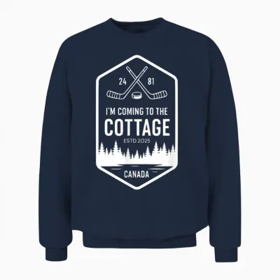 Canada Coming to the Cottage Hockey Romance Unisex Sweatshirt - Navy