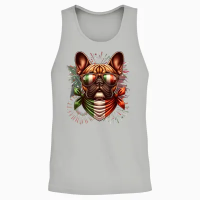 Italian Flag French Bulldog Theme Funny Cute Unisex Tank Top - Ash