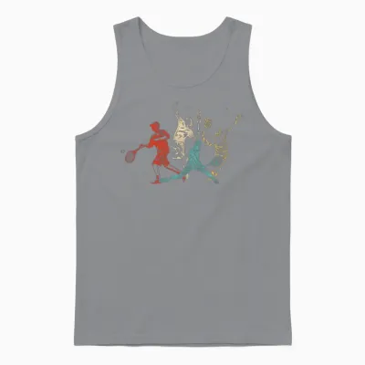 Funny Tennis Player Racket Retro Unisex Tank Top - Sport Grey