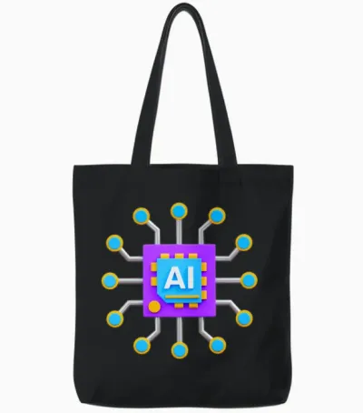 Colorful Ai Chip – Futuristic Tech Circuit Design Tote Bags - Black