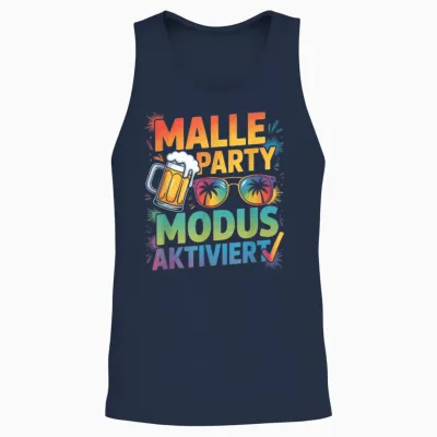 Malle Party Modus Aktiviert Brille Urlaub Gruppen Unisex Tank Top - Navy