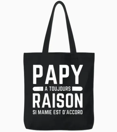 Grandpa Is Always Right if Granny Is Agree Super Grandpa T-Shirt, Black, S Tote Bags - Black