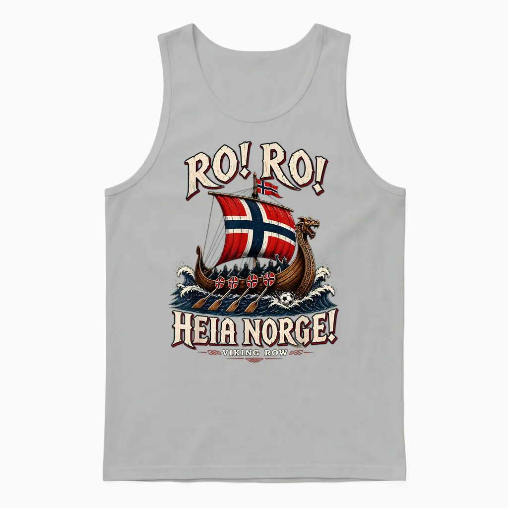 Ro Ro Heia Norge Viking Row Norwegian Soccer Fan Unisex Tank Top in Ash