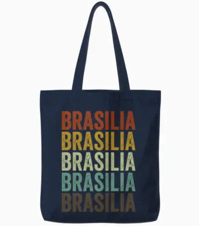 Brasilia Brazil Retro Vintage Tote Bags - Navy