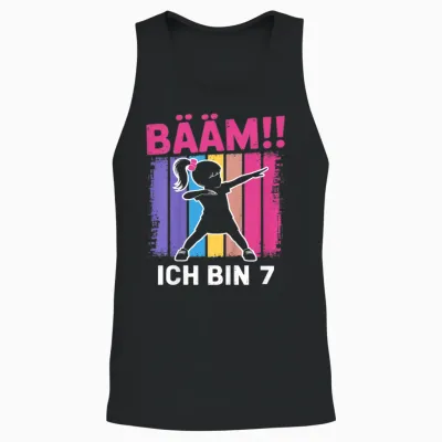 Bääm Ich Bin 7 Dabbing Mädchen 7. Geburtstag Unisex Tank Top - Black