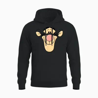 Disney Winnie the Pooh Tigger Big Face T-Shirt, Orange, S Unisex Hoodie - Black