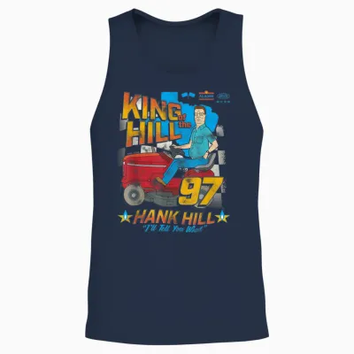 King of the Hill Hank Hill Mower Racing '97 Cartoon Unisex Tank Top - Navy