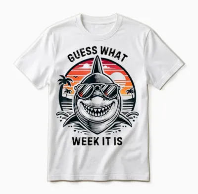 Vintage Shark 2025 Week Guess What Week It Is Shark Lover Unisex T-Shirt - White