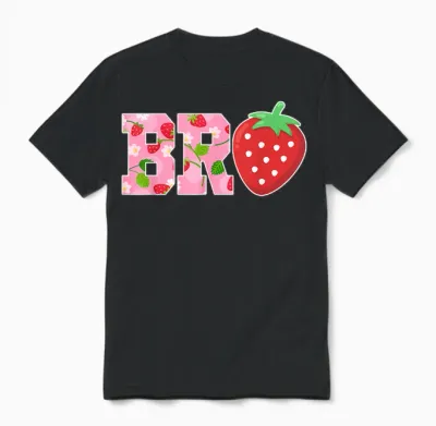 Bro Brother of the Berry Sweet Birthday Strawberry Family Unisex T-Shirt - Black