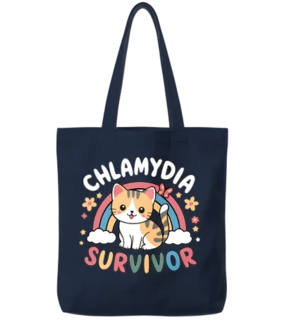 Chlamydia Survivor Inappropriate Adult Humor Tote Bags - Navy