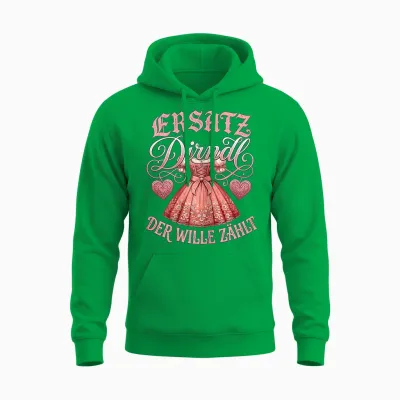 Ersatz Dirndl Shirt Damen Trachtenshirt Oberteil Trachten Unisex Hoodie - Irish Green