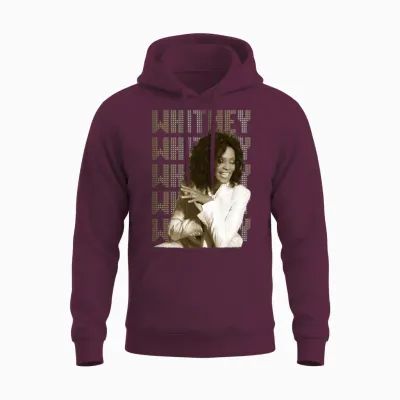 Whitney Houston Photo and Name Tag Unisex Hoodie - Maroon