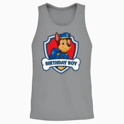 Enfant Pat Patrouille Officiel Chase Birthday Boy Happy Pup Unisex Tank Top - Sport Grey