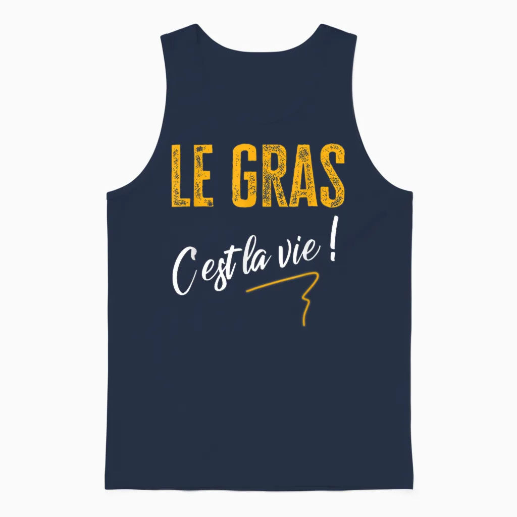 Tv Le Gras C'est La Vie Phrase Culte Series Kaamelott Humour T-Shirt, Black Unisex Tank Top in Navy