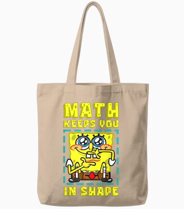 Mademark X Spongebob Squarepants - Spongebob Math Keeps You in Shape Funny Math Joke Students Tote Bags in Natural