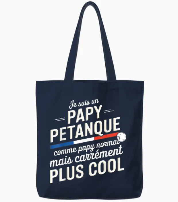 Je Suis Un Papy Pétanque Carrément Plus Cool Citation Drôle Tote Bags in Navy