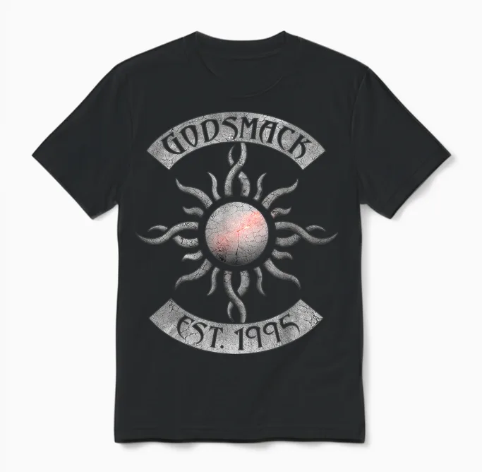Godsmack โ Legends Sun Rocker on White Unisex T-Shirt in Black