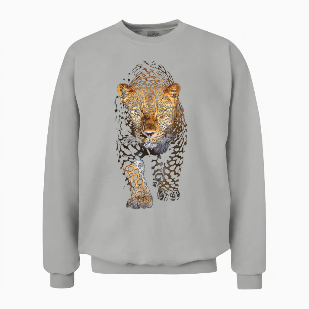 Leopard Portrait Animal Illustration Art Leopard Unisex Sweatshirt in Ash