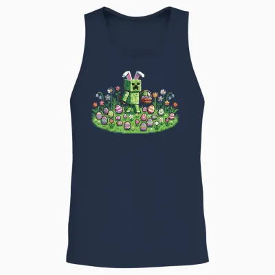 Pixel Osterhase Ostern Gaming Zocker Mann Kind Jungs Mädchen Unisex Tank Top - Navy