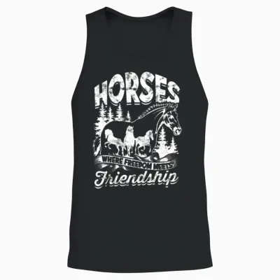 Horses: Where Freedom Meets Friendship - Horse Unisex Tank Top - Black