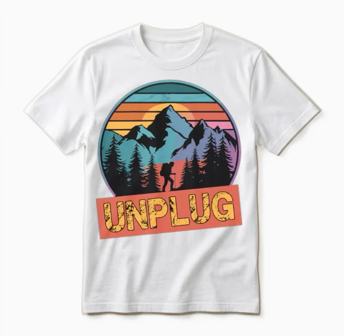 Hiking Hike Mountains Unplug for a Hiker Unisex T-Shirt in White