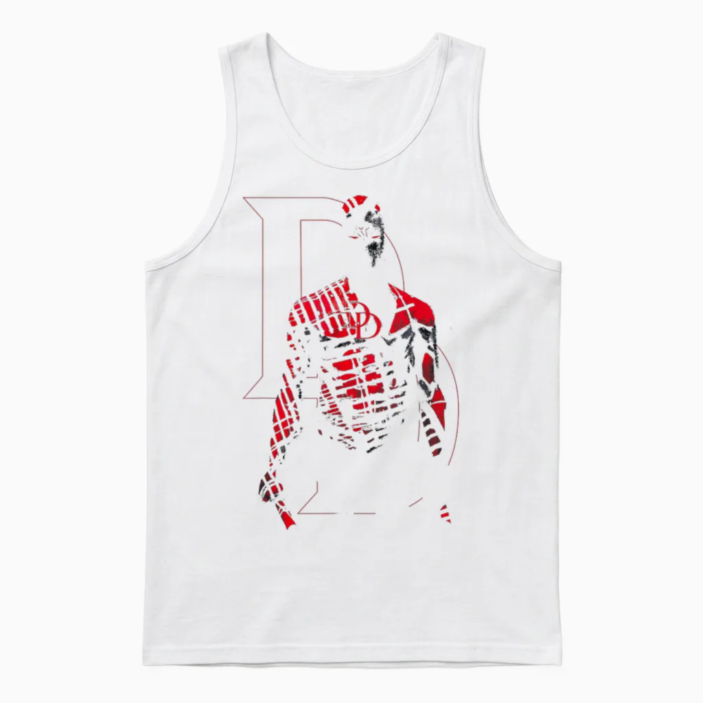 Marvel Comics Retro Daredevil in Red Shadows Unisex Tank Top in White