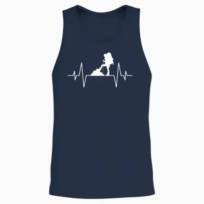 Hiking Heartbeat Unisex Tank Top - Navy
