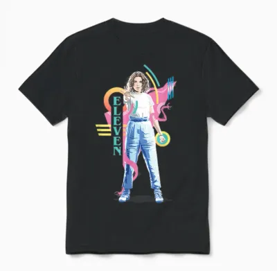 Stranger Things Vintage Retro Eleven Superpowered 80's Icon Unisex T-Shirt - Black