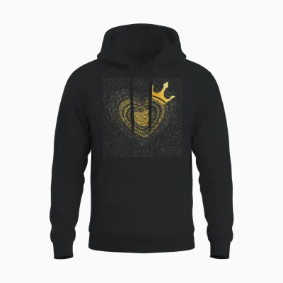 Golden Heart Crowned with a Golden Crown Unisex Hoodie - Black