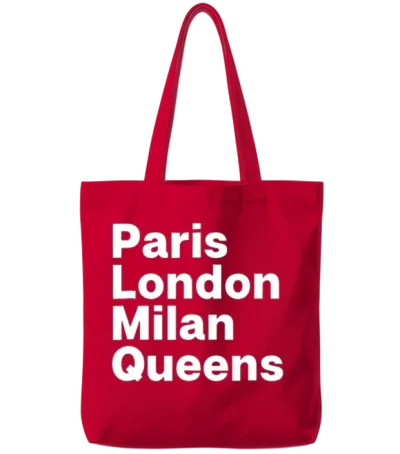 Queens New York Shirt Paris London Milan Queens N Tote Bags - Red
