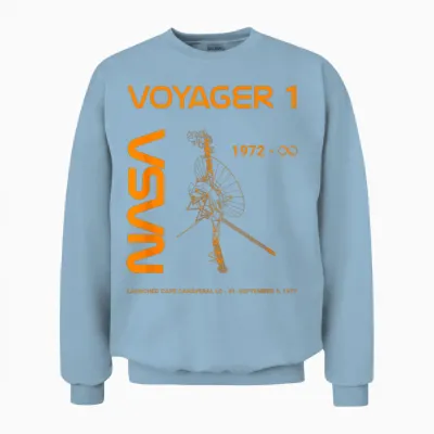 Nasa Voyager 1 Space Probe Launched September 5, 1977 T-Shirt, Black, S Unisex Sweatshirt - Light Blue