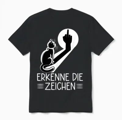 Know the Signs Funny Cat Shadow Waving Cat T-Shirt, Black Unisex T-Shirt - Black