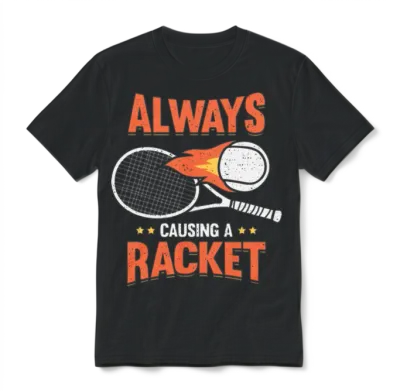 Always Causing a Racket Tennis Player Gift Unisex T-Shirt - Black