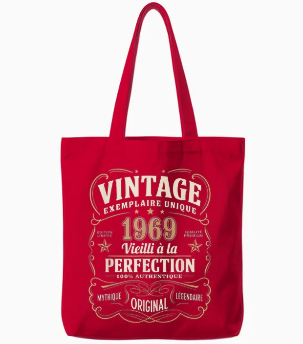 56 Years Man 1969 Birthday T Shirt 56 Years Man 1969 T-Shirt, Black, S Tote Bags in Red