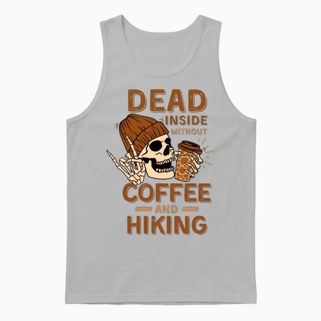 Coffee Hiking Skeleton - & Outdoors Unisex Tank Top in Ash