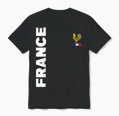 France Flag Supporter France T-Shirt, Blue, S Unisex T-Shirt - Black