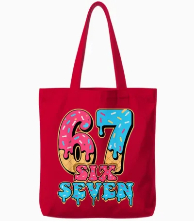 Baseball Drip Number 67 Player or 67th Birthday Tote Bags - Red
