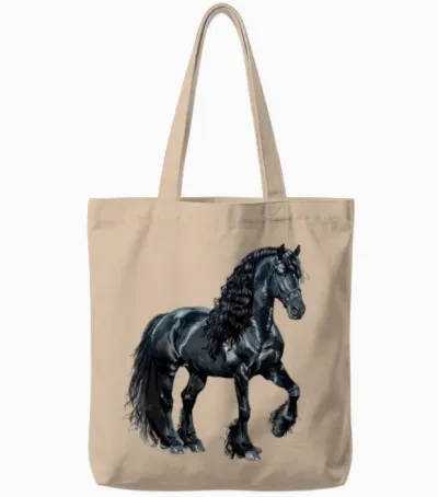 Friesian Horse Tote Bags - Natural