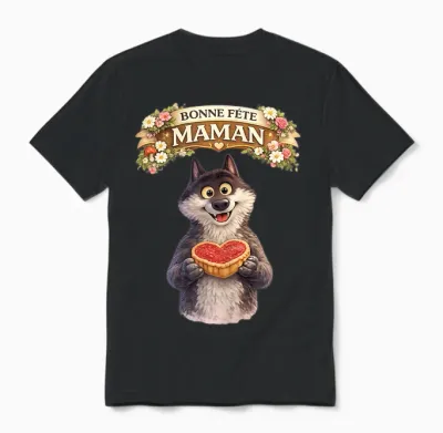 Loup Le Mal Aimé Cadeau Fete Des Meres Bonne Fete Maman Aime Unisex T-Shirt - Black