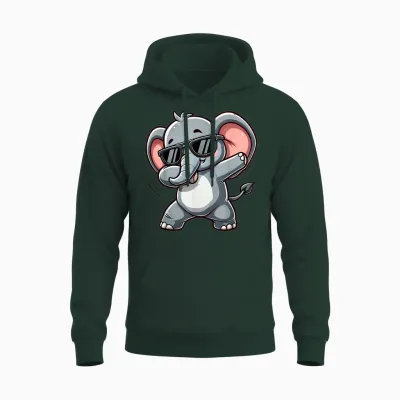 Elephant Dabbing | Cute Elephant Dancing with Elephant Motif T-Shirt, Black Unisex Hoodie - Forest