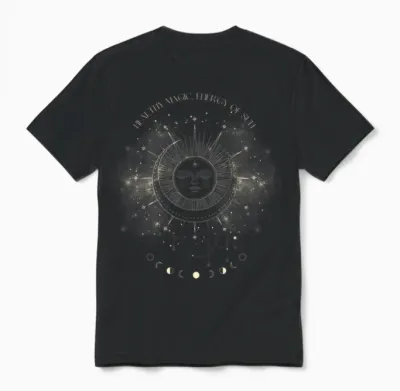 Magische Energie Der Sonne, Sterne & Mond Boho Graphic Unisex T-Shirt - Black