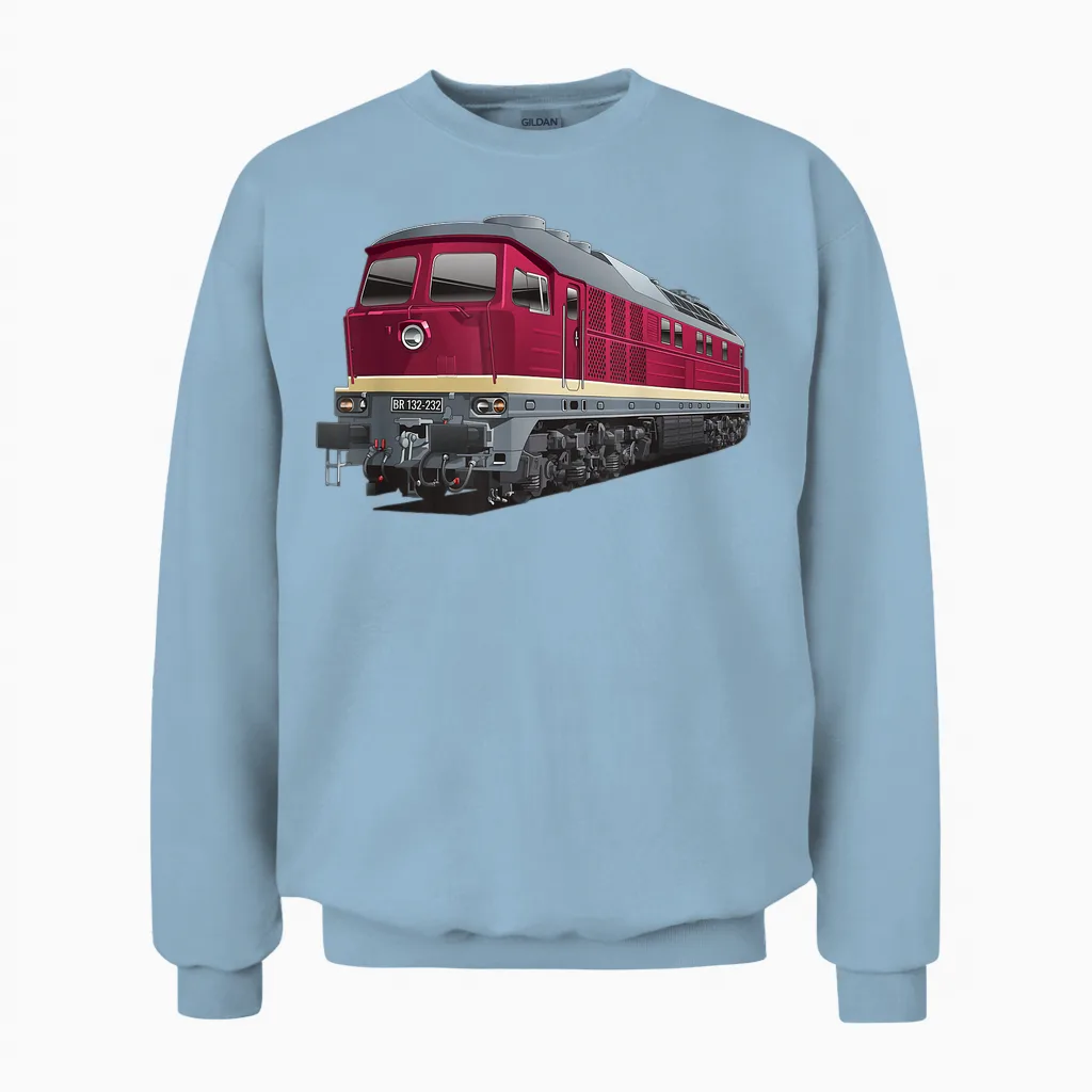 Ludmilla Model Railway Diesel Locomotive Br 132 Br 232 Unisex Sweatshirt in Light Blue