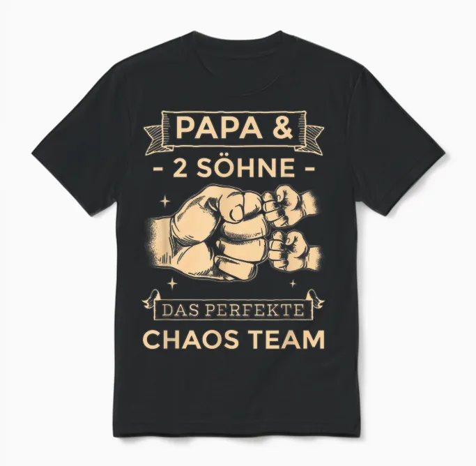 Papa & 2 Söhne Chaos Team Partnerlook Männertag Vatertag Unisex T-Shirt in Black