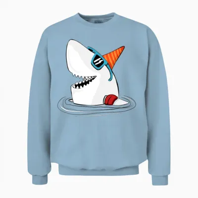 Funny Shark Unisex Sweatshirt - Light Blue