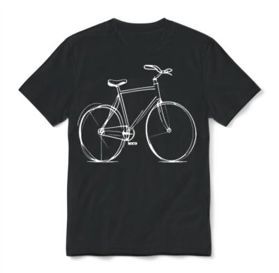 Bicycle Bike Cycle - Line Drawing - Cyclist Biking Unisex T-Shirt - Black