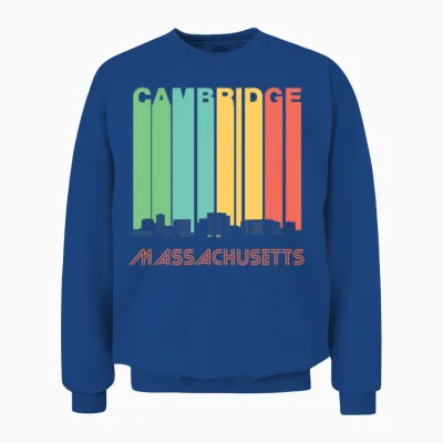 Retro Cambridge Massachusetts Skyline Unisex Sweatshirt - Royal