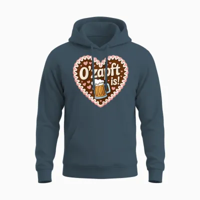 O'zapft Is Oktoberfest Volksfest Lebkuchenherz Bierkrug Unisex Hoodie - Dark Heather