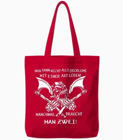 Man Kann Nicht Alle Probleme Mit Einer Axt Lösen! Wikinger Tote Bags - Red