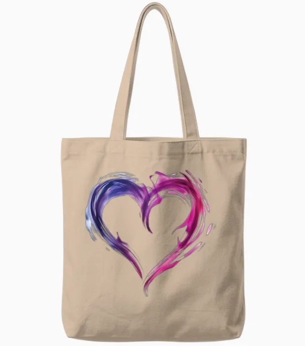 Gemischte Leidenschaft Herz Grafik Lila Blau Pink Kunst Tote Bags in Natural