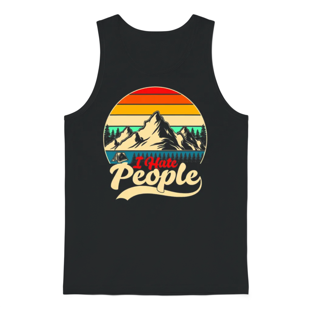 I Hate People Hiking Camping Unisex Tank Top - Black